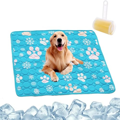 Snrtevu Kühlmatte, Kühlmatte Für Den Sommer, Hundedecke Kühlend Entspannte Fellfreunde An Heißen Tagen, Selbstkühlende Hundematte Langlebige Kratzfeste Oberfläche (STIL-10,60 * 50cm)
