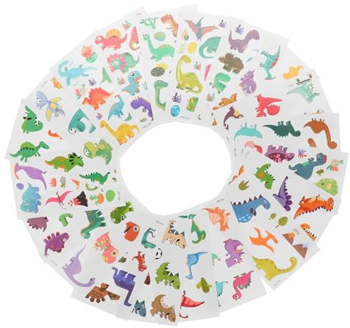 VICASKY 20fogli Dinosauri Temporanei Adesivi Carini Per Faccia Dinosauro Finti Adesivi Per Temporanei Per Ragazze