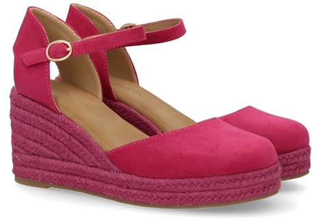 shoes&blues.es 94210 Sandalia de Cuna de Yute para Mujer, comodas y Elegantes Diseno Moderno con el Yute en el Mismo Tono y con Cierre de Hebilla, Ideales para Primavera Verano. Fucsia Talla 40
