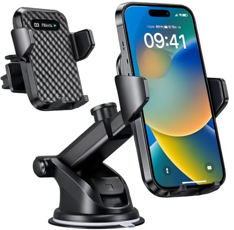 Universal Car Phone Holder – Long Arm Suction Mount for Truck, Dashboard & Windscreen – Shockproof Mobile Phone Stand 360° Rotation – GPS Navigation Stand – Fits iPhone Samsung 3-6 Inch Smartphones