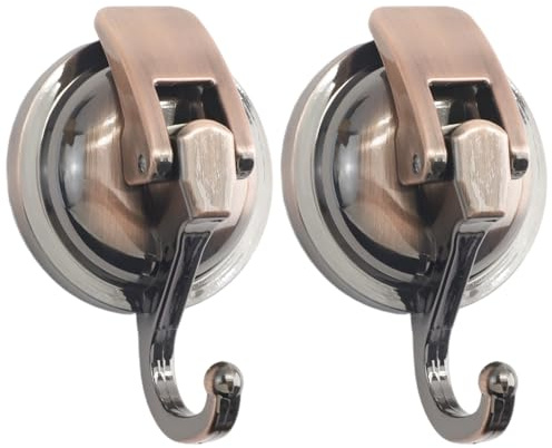QZDAFFIC 2 Piezas Ganchos Ventosa Adhesivos Resistentes | Reutilizable Colgador Toalla Baño, Suction Hooks Fuerte para Baño Cocina Coronas (Bronce)