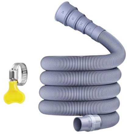 Tubo di scarico per lavatrice, tubo di scarico flessibile, tubo rotante, di collegamento a scarica durevole, canale di flusso regolabile con design a morsetto per lavastoviglie domestiche