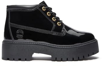 Timberland Stone Street - Scarpe da donna in vernice impermeabile con lacci, Nero, 40 EU