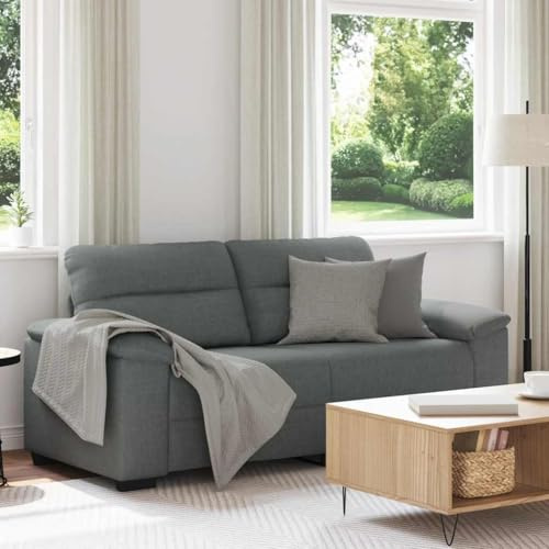Hommdiy 2 Sitzer Sofa,Zweisitzer Sofa,Polstersofa mit 2 Armlehnen,Doppelsofa Moderne Couch Loungesofa, Loveseat für Wohnzimmer/Schlafzimmer, Dunkelgrau 140 cm breit Stoff