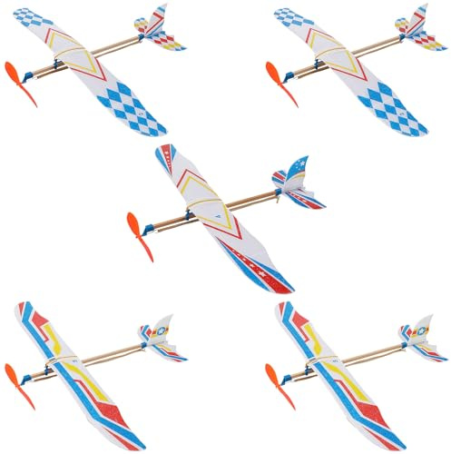 NUOBESTY 5 Pack Diy Airplane Toys for Kids Educational Foam Glider Planes Flying Toys Model Aircraft for Hand-Eye Coordination and Creative Play