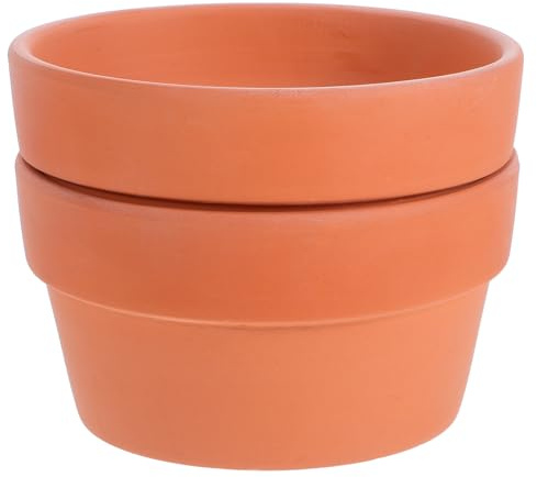 Veemoon Lot de 2 Pots de Fleurs en Terre Cuite Rouge Diamètre 125 CM avec Trou de Drainage pour Cactus Succulentes et Bonsaïs Récipient Naturel pour Jardin Intérieur et Extérieur