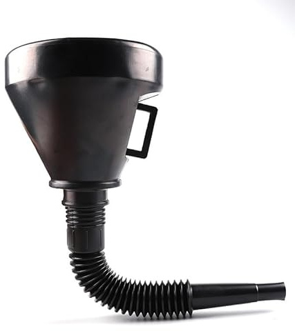 2 Pack Flexible Oil Funnel with Extendable PVC Pipe, Wide Spout Anti-Splash Design for Car, Household, Petrol, Diesel, Water, Kerosene