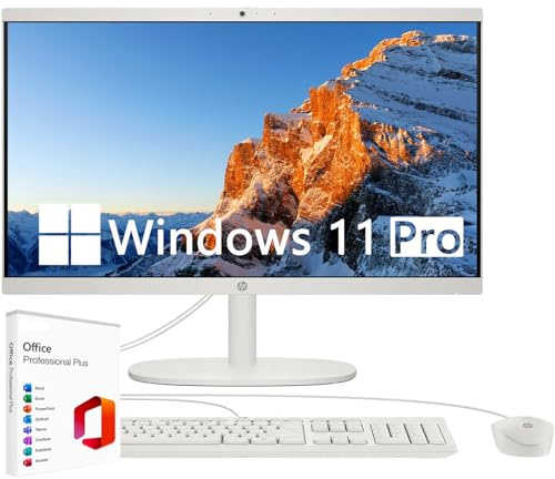 HP 21.5 FHD All-in-One Desktop Computer, Intel Processor N100, Intel UHD Graphics, Business Desktop, 8GB DDR5-4800 MT/s RAM, 128GB UFS, WiFi 6, Copilot AI, Win 11 Pro - Cashmere White