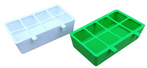 ELEOUTI 2pcs Bird Feeder Food Container with 8 Compartments, Anti-Scatter Feeding Box for Cage Use, Multi-Color Bird Manger Suitable for Parrots and Pigeons