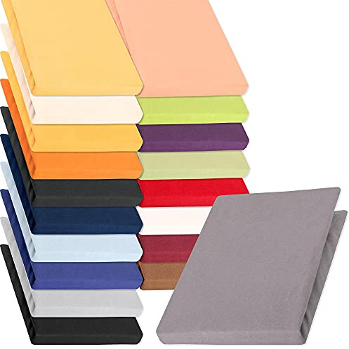 aqua-textil Pur Jersey Spannbettlaken 120x200-130x220 cm dunkel grau Wasserbett Boxspringbett 160g/qm Mako Baumwolle