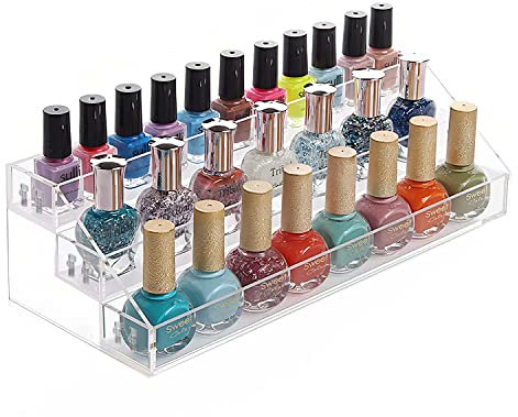 MineSign Nagellackhalter Organizer Klar Acryl Nagellack Tablett Fingernagellack Vitrine 3 Schichten Ätherische Öle Halter Make-up Organizer Aufkleber Display Tray