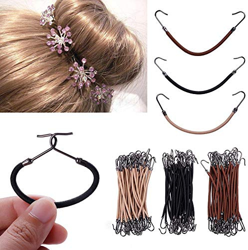 Rungao 30 Stück Haargummi Haarbänder mit Haken Pferdeschwanz Clip Gummi Zöpfe 3 Farbe Haarschmuck für Damen