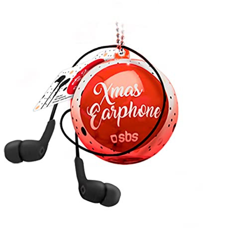 SBS Écouteurs filaires avec câble Jack Universel 3,5 mm et Bouton répondre/Fin d'appel, dans Un étui Boule de Noël