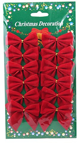 BESTOYARD 12stücke Bogen-weihnachtsdeko Rot Hängeornament für Christbaum Christbaumschmuck Christbaumschleife Christbaumkugeln Zufälliger Stil