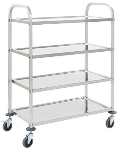 vidaXL 4-Stufiger Servierwagen 107 x 55 x 125 cm Edelstahl