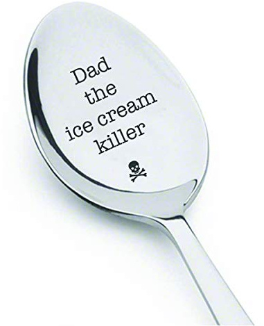 Dad The Ice Cream Killer Löffel - Vatertag Geschenkideen - Gravierter Löffel - Papa Geschenke der Tochter - Geburtstagsgeschenke für Papa - Kreative Gegenstände - Edelstahl Löffel - Größe von 7 Zoll