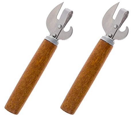 Heavy Duty Big Classic Universal Bottle and Can Opener - Pack of 2 - Commercial Funny Dishwasher Safe Simple Beer Opener with Wooden Handle for Bartenders