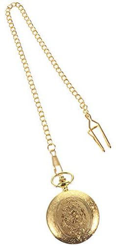 Hemobllo Retro Taschenuhr Goldfarben mit Schnitzereien, Quarz, Legierung | Großes Format, Kunststoffspiegel, Leichtes Design, Sammlerstück für Jahrestag und Sammlung