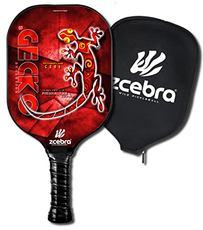 ZCEBRA Raquette Paddle de Pickleball Composite - Raquette légère en Fibre de Verre Noyau de Panneau d'abeille en polypropylène texturé - Paddle Premium ZGECKO (Rouge)