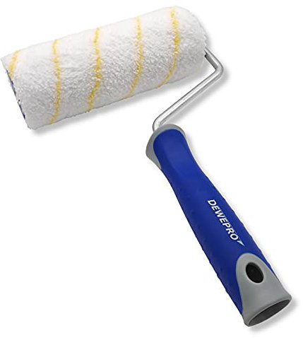 DEWEPRO 18cm Farbroller inkl. Steckbügel - Farbwalze mit ergonomischem 2-Komponenten-Griff - geeignet für Dispersionsfarben, Acryl-Farben und Latex-Farben