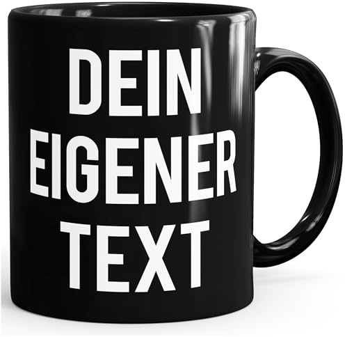 MoonWorks® Kaffee-Tasse eigener Text Spruch Wunschtext personalisiert Bürotasse lustige Kaffeebecher anpassen Schwarz Keramik-Tasse