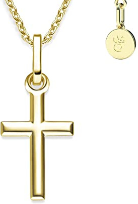 Kreuz Kette Taufkette Mädchen Junge Baby Gold (Silber 925 vergoldet) | Halskette mit Kreuzanhänger klein Kreuzkette Kinder, Schmuck Geschenk zur Geburt Taufe Kommunion Taufgeschenk Patenkind