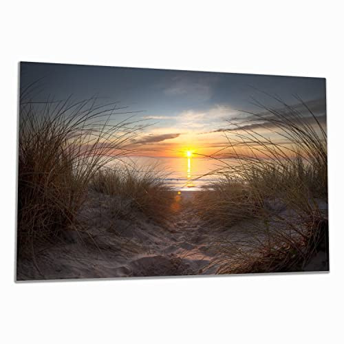 Wallario Herdabdeckplatte/Spritzschutz aus Glas, 1-teilig, 80x52cm, für Ceran- und Induktionsherde, Sonnenuntergang am Strand