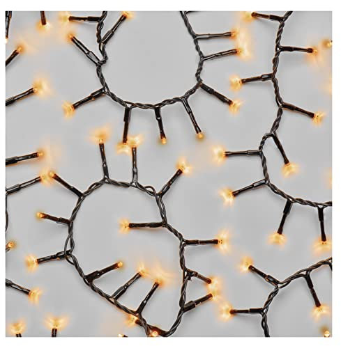 EMOS LED-Lichterkette Amber für Innen und Außen, 8m lange Cluster Weihnachtslichterkette IP44 mit 400 LEDs + 5m Zuleitung und Netzteil, 6 Stunden Timer Funktion, für Party, Weihnachten, Deko
