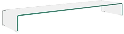Gecheer TV-bord skärmhöjning monitor glasfäste fäste fäste monitorhöjning TV piedestal monitorfäste höjning glas transparent 120 x 30 x 13 cm