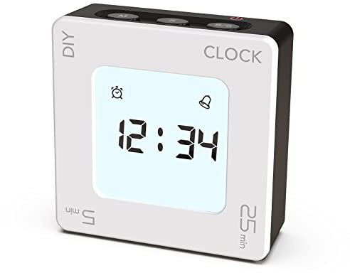 ThreeH Digitaler Küchentimer Drehbarer Wecker Einfache Bedienung, Schwarz | 5, 25 Minuten Voreinstellung, Wecker, Zeitmanagement-Tool für Kochen Studium