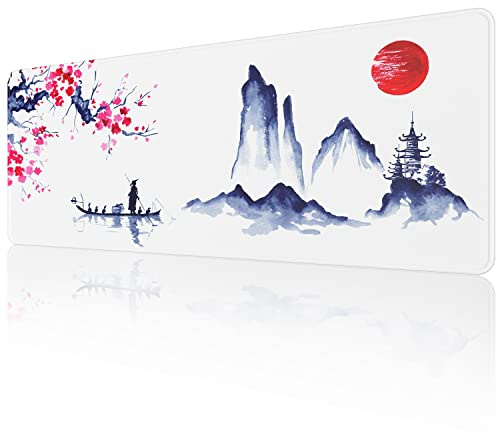 EFISH Mauspad XL, Japanische Kunst Mauspads,800x300x3mm | Überdimensionales rutschfestes Gaming‑Mauspad aus Gummi, waschbar für PC, Maus und Tastatur