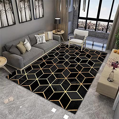 RUGMRZ Teppich Kinderzimmer Dekorative Salon geometrische Haus bettumrandung schwarz Dekoration Balkon Rugs Washable Teppich kinderzimmer deko esszimmer teppiche120x160CM