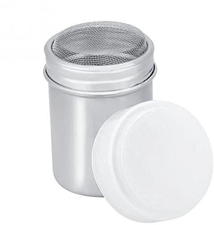 Lioaeust Plumeau à café, poudre en acier inoxydable pour glaçage, sucre, cacao, sucre, chocolat, farine, saupoudreuse en acier 5,5 x 8 cm