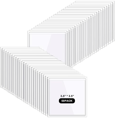 Dusarls 60 Pack Selbst klebende Anzeigen Taschen 3,5x3,5 Zoll Quadratische Etiketten Taschen Peel und Stick klar Klebende Karteikarten Taschen Halter Visitenkarte Ärmel Label Foto Protector