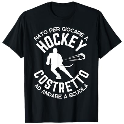 Nato per Giocare a Hockey su Ghiaccio Bambino Bimbo Ragazzo Maglietta