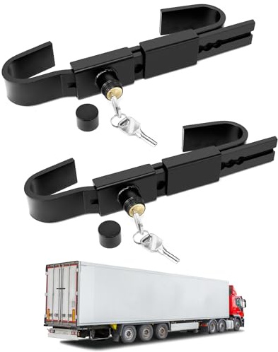QWORK Shipping Container Lock, 2 Pack 9.8 to 17.3 Adjustable Semi-Trailer Box Door Lock, Heavy Duty Steel Cargo Door Lock, Warehouse Door Lock, Site Office Door Lock with 2 Keys and Cover Lid