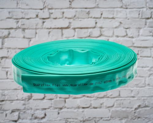 Quarzflex 3-lagiger Flachschlauch Wasserschlauch Pumpenschlauch Grün Ø 38 mm 1 1/2 (50 Meter)