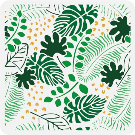 FINGERINSPIRE Pochoir de Feuille Tropicale pour Peinture 30x30 cm Modèle de Dessin de Feuilles Creuses en Plastique PET Monstera Feuilles de Palmier Pochoir pour Peinture pour Décoration Murale