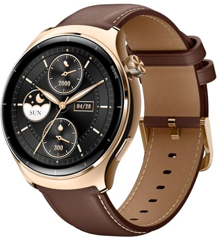 Mibro Lite3 Pro Smartwatch Damen GPS, Elegante Fitness Uhr mit AMOLED 1,32, 5ATM Wasserdicht, Herzfrequenz Schlaf Stress SpO2 Tracker, Bluetooth Anrufe, 15 Tage Lange Akkulaufzeit (Gold)