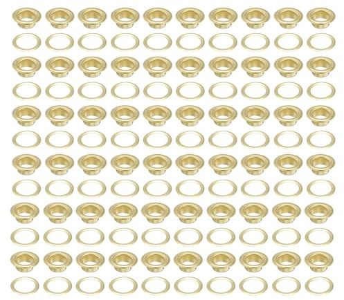 QUARKZMAN Kit d'Outils pour Œillets 100 Pièces 12 mm Kit d'Œillets en Métal pour Chaussures Vêtements Cuir Tissu Ceinture Diy, Doré