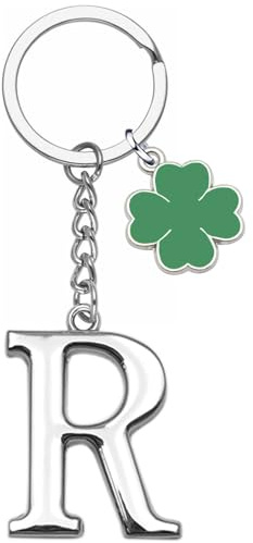 YJYJZX Porte-clés lettre initiale pendentif, porte-clés cadeau amis soeurs, argent A-Z 26 lettre initiale pendentif porte-clés – cadeau femme homme anniversaire, porte-clés