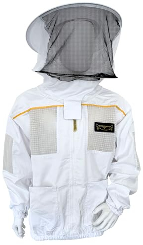 Imkerschutzjacke Imkerjacke Low-Air mit integriertem Schleier weiß mit Reißverschluss Größe M