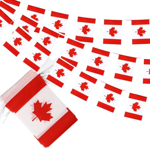 GSYLPFT Drapeaux canadiens - Bannières de drapeau du Canada pour événements patriotiques, fête de l'indépendance, barres de sport, décorations intérieures et extérieures - 10 m