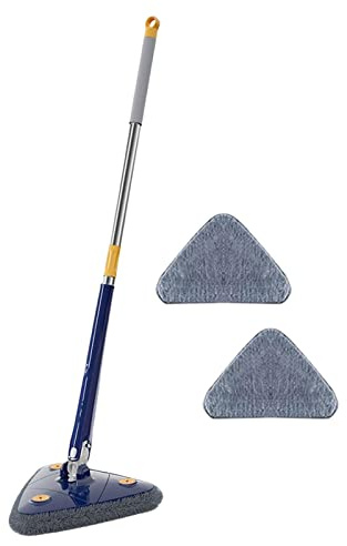 Mopa telescópica lavable triangular con 3 almohadillas para limpieza azul oscuro
