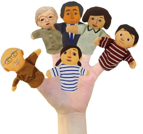 6 st familj människor familjemedlemmar finger docka set, fingerdockor fingrar mjuk leksak plysch djur handdockor set fingerdocka rekvisita figurer nyheter för födelsedagsfest present