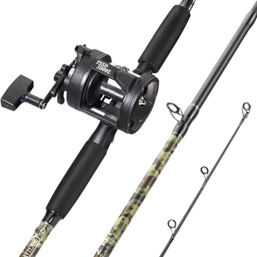 Sougayilang Fishing Rod Combo with Conventional Reel, Medium Heavy for Catfish Salmon and Steelhead Saltwater Fishing (7'0, Left)