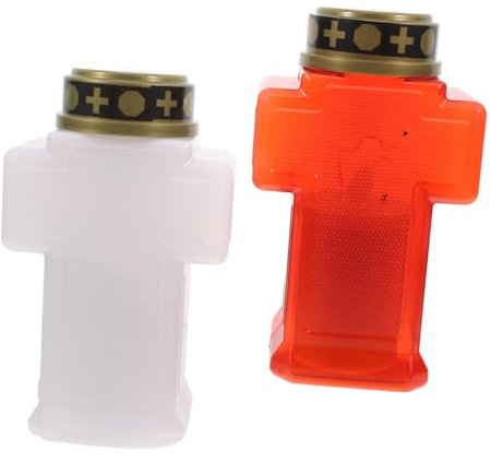 Alipis 2pezzi Lanterna Commemorativa Da Giardino Senza Fiamma Decorazione Per Tombe Con Candela Tremolante Luce Eterna Per Cimitero Supporto