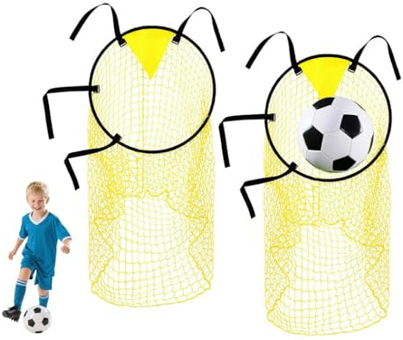 Hitopin 2 Stücke Fussballtor Torwand, Eck-Fußball-Zielnetz, Fußballtor Zielnetz,Fussballtor Torwand Zubehör, Fußball Zubehör Torzonen Fokus,Fußball Trainingsausrüstung für Kinder und Erwachsene (Gelb)