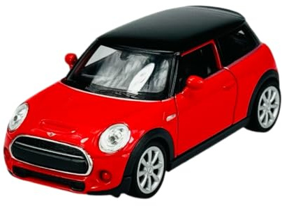 Welly Modell Auto Kompatibel mit Mini Cooper S F56 New Hatch 3 Türer Rot mit Schwarzem Dach 2014 Rot ca 1/34-1/39 Metall Die Cast Neu im Kasten