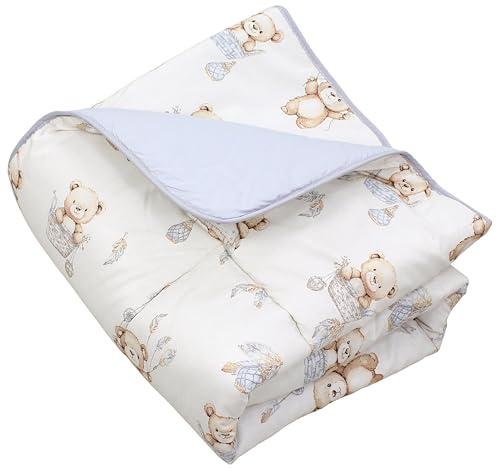 TupTam Baby Krabbeldecke 120x120 cm – Gepolstert, weich, Baumwolle, Farbe: Teddybären in Körbchen Beige Ecru
